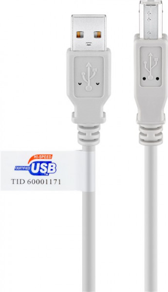 USB 2.0 Hi-Speed-Kabel mit USB-Zertifikat, grau