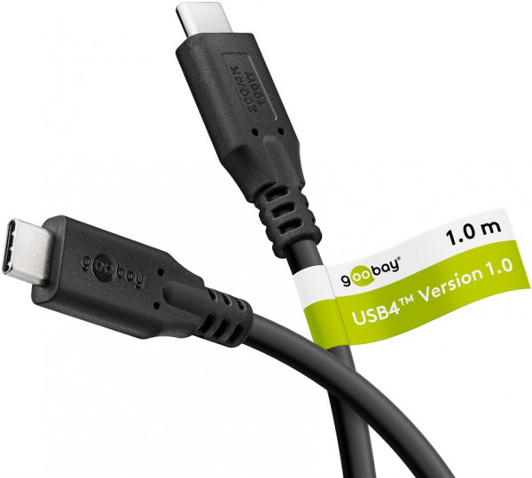 USB-C™-Kabel, USB4™, 100 W, 20 Gbit/s, Power Delivery, 1 m