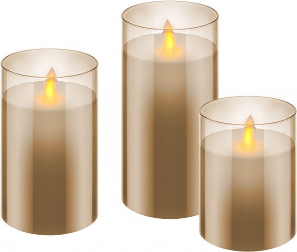 3er-Set LED-Echtwachs-Kerzen im Glas