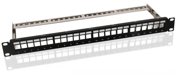 19 Zoll (48,3 cm) Keystone-Patchpanel (STP), unbestückt (1 HE), mit Erdungskabel